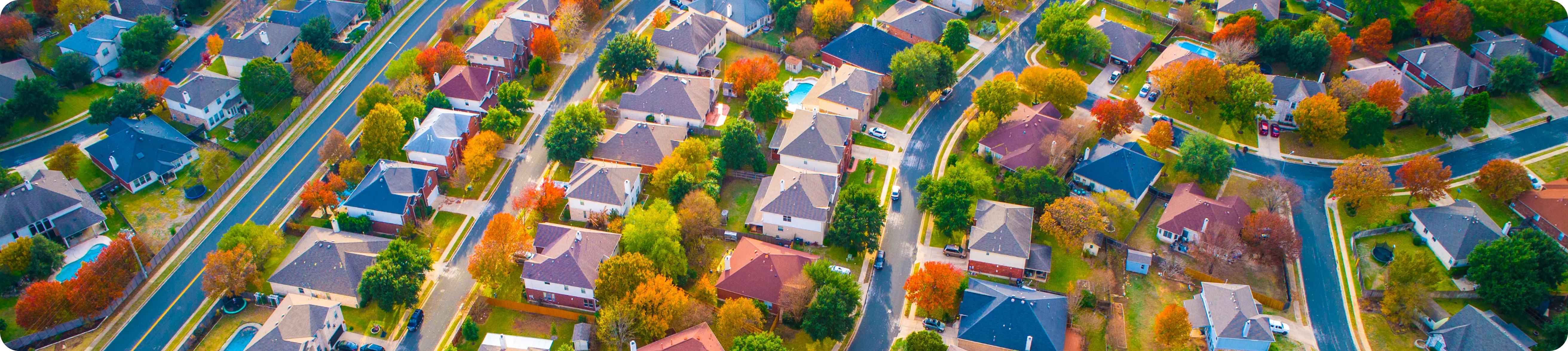 Aerial view of homes